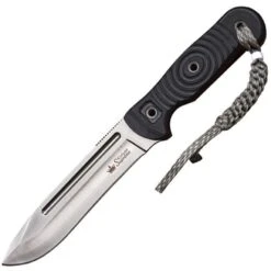 Kizer 0020 Maximus Fixed Slight False Edge Top Blade Knife With 3D Textured Black G-10 Handles
