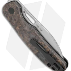 Kizer Azo Hic-cup Button Lock Knife Fat Carbon (3.1" Stonewash) V3606A1 -Blade HQ Store Kizer Azo Hic Cup Button Lock Fat Carbon Black Brown SW BHQ 176927 jr side