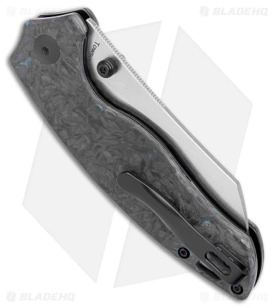 Kizer Azo Towser K Liner Lock Knife Black FatCarbon (3.5" Satin ELMAX) Kizer Azo Towser K Liner Lock Knife Black FatCarbon (3.5" Satin ELMAX) -Blade HQ Store Kizer Azo Towser K LL Black Fat Carbon Blue Satin BHQ 175940 jr side