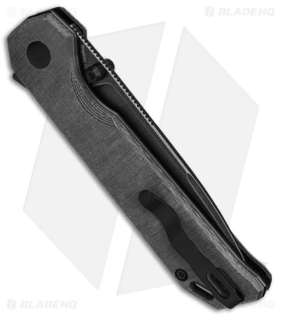 Kizer Azo Vanguard Begleiter XL Button Lock Knife Black Micarta (3.9" Black SW) Kizer Azo Vanguard Begleiter XL Button Lock Knife Black Micarta (3.9" Black SW) -Blade HQ Store Kizer Azo Vanguard Begleiter XL BLK Black Micarta 3in Black SW BHQ 169681 td side