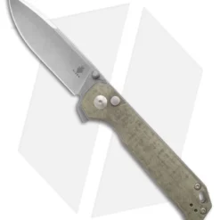 Kizer Azo Vanguard Begleiter XL Button Lock Knife Green Micarta (4" SW)