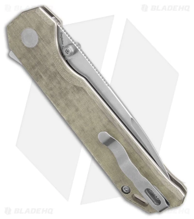 Kizer Azo Vanguard Begleiter XL Button Lock Knife Green Micarta (4" SW) Kizer Azo Vanguard Begleiter XL Button Lock Knife Green Micarta (4" SW) -Blade HQ Store Kizer Azo Vanguard Begleiter XL Button Lock Knife Green Micarta SW BHQ 180089 kc side 2