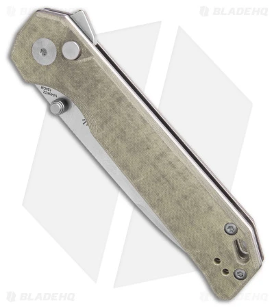 Kizer Azo Vanguard Begleiter XL Button Lock Knife Green Micarta (4" SW) Kizer Azo Vanguard Begleiter XL Button Lock Knife Green Micarta (4" SW) -Blade HQ Store Kizer Azo Vanguard Begleiter XL Button Lock Knife Green Micarta SW BHQ 180089 kc spine 2