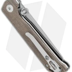 Kizer Azo Vanguard Mini Begleiter Liner Lock Knife Green Micarta (2.8" Satin) -Blade HQ Store Kizer Azo Vanguard Mini Begleiter LL Brown Resin Satin BHQ 121145 jr side