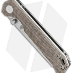 Kizer Azo Vanguard Mini Begleiter Liner Lock Knife Green Micarta (2.8" Satin) -Blade HQ Store Kizer Azo Vanguard Mini Begleiter LL Brown Resin Satin BHQ 121145 jr spine