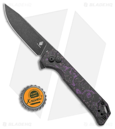 Kizer Begleiter2 Azo Button Lock Knife Purple/Black Fat Carbon (3.4" Black) Kizer Begleiter2 Azo Button Lock Knife Purple/Black Fat Carbon (3.4" Black) -Blade HQ Store Kizer Begleiter 2 button Lock Fat Carbon Purple Satin Black BHQ 178235 jr bottlecap