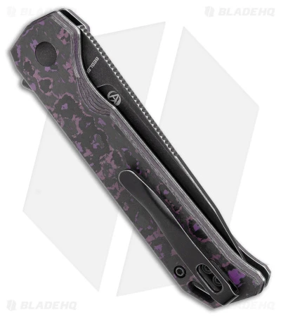 Kizer Begleiter2 Azo Button Lock Knife Purple/Black Fat Carbon (3.4" Black) Kizer Begleiter2 Azo Button Lock Knife Purple/Black Fat Carbon (3.4" Black) -Blade HQ Store Kizer Begleiter 2 button Lock Fat Carbon Purple Satin Black BHQ 178235 jr side