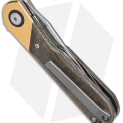 Kizer Vanguard Comet Liner Lock Knife Brass/Green Micarta (2.9" Satin) 4 Kizer Vanguard Comet Liner Lock Knife Brass/Green Micarta (2.9" Satin) -Blade HQ Store Kizer Comet Vanguard LLK Brass Micarta 2in Satin BHQ 156412 td side 2