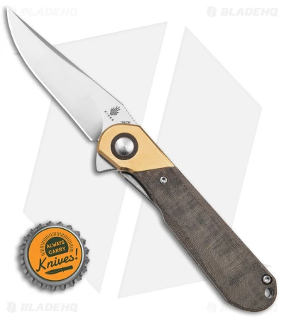 Kizer Vanguard Comet Liner Lock Knife Brass/Green Micarta (2.9" Satin) Kizer Vanguard Comet Liner Lock Knife Brass/Green Micarta (2.9" Satin) -Blade HQ Store Kizer Comet Vanguard LLK Brass Micarta 2in Satin BHQ 156412 td size