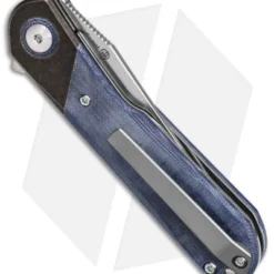 Kizer Vanguard Comet Liner Lock Knife Dark Brass/Denim Micarta (2.9" Satin) -Blade HQ Store Kizer Comet Vanguard LLK Denim Micarta 2in Satin BHQ 156272 td side