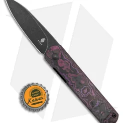 Kizer Lundquist Feist XL Front Flipper Knife Purple Fat Carbon (3.3" Stonewash) -Blade HQ Store Kizer Cutlery Fiest XL Fat Carbon Purple Black SW BHQ 178289 jr bottlecap
