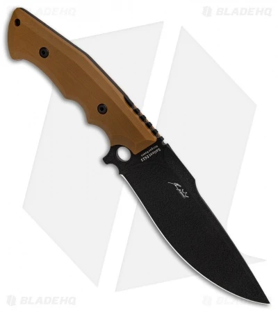 Kizer Cutlery Salient Fixed Blade Knife Brown G-10 (6.25" Black) E613 Kizer Cutlery Salient Fixed Blade Knife Brown G-10 (6.25" Black) E613 -Blade HQ Store Kizer Cutlery Salient Brown G10 black BHQ 71476 er side
