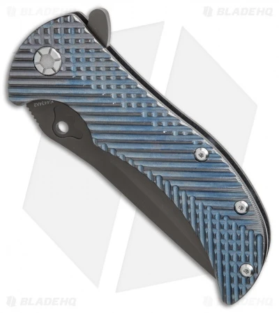 Kizer Zambi Frame Lock Knife Blue Titanium (3.625" Gray) KI4434A2 Kizer Zambi Frame Lock Knife Blue Titanium (3.625" Gray) KI4434A2 -Blade HQ Store Kizer Cutlery Zambi BHQ 55299 er spine