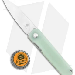 Kizer Feist Front Flipper Knife Natural Jade G-10 (2.8" Stonewash M390) -Blade HQ Store Kizer Feist FF Natural Jade Satin M390 BHQ 120690 jr bottlecap