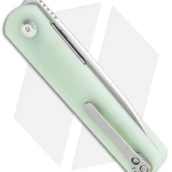 Kizer Feist Front Flipper Knife Natural Jade G-10 (2.8" Stonewash M390) -Blade HQ Store Kizer Feist FF Natural Jade Satin M390 BHQ 120690 jr side