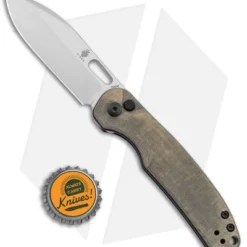Kizer Azo Hic-cup Button Lock Knife Green Micarta (3.1" Satin) V3606C1 -Blade HQ Store Kizer Hic cup Button Lock Green Micarta Satin BHQ 145759 jr bottlecap