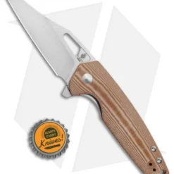 Kizer Horn Frame Lock Flipper Knife Tan Micarta (3.1" Satin) Ki3557 -Blade HQ Store Kizer Horn FL Flipper Natural Micarta Satin V3557N1 BHQ 106885 jr bottlecap