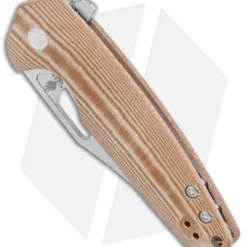Kizer Horn Frame Lock Flipper Knife Tan Micarta (3.1" Satin) Ki3557 -Blade HQ Store Kizer Horn FL Flipper Natural Micarta Satin V3557N1 BHQ 106885 jr spine