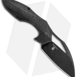 Kizer Isham Megatherium Left Hand Flipper Knife Ti (3.6" Black SW) KI4502L2
