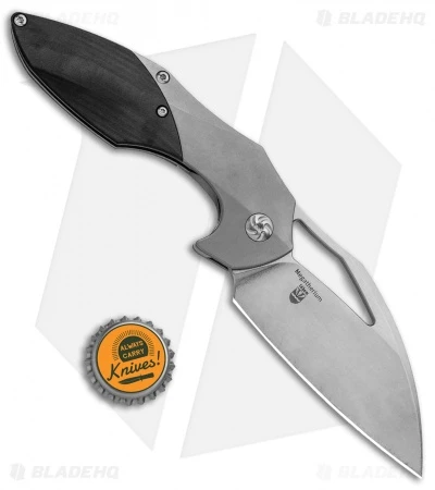 Kizer Isham Megatherium Left Hand Flipper Knife Ti/CF (3.6" Stonewash) KI4502L1 Kizer Isham Megatherium Left Hand Flipper Knife Ti/CF (3.6" Stonewash) KI4502L1 -Blade HQ Store Kizer Isham Megatherium Left Hand Ti CF SW KI4502L1 BHQ 88598 jr bottlecap