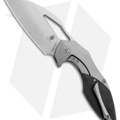 Kizer Isham Megatherium Left Hand Flipper Knife Ti/CF (3.6" Stonewash) KI4502L1 3 Kizer Isham Megatherium Left Hand Flipper Knife Ti/CF (3.6" Stonewash) KI4502L1 -Blade HQ Store Kizer Isham Megatherium Left Hand Ti CF SW KI4502L1 BHQ 88598 jr left