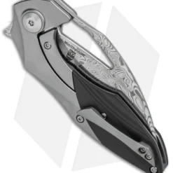 Kizer Isham Minitherium Flipper Knife Ti/Carbon Fiber (3" Vinland Damasteel) -Blade HQ Store Kizer Isham Minitherium Ti CF Damasteel Ki3502D2 BHQ 97003 jr side