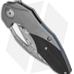 Kizer Isham Minitherium Flipper Knife Ti/Carbon Fiber (3" Vinland Damasteel) -Blade HQ Store Kizer Isham Minitherium Ti CF Damasteel Ki3502D2 BHQ 97003 jr spine
