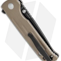 Kizer Justice Liner Lock Flipper Knife Brown G-10 (3.75" Black SW Serr) -Blade HQ Store Kizer Justice LL Brown G 10 Black Serr V4543N2 BHQ 107555 jr side