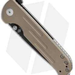 Kizer Justice Liner Lock Flipper Knife Brown G-10 (3.75" Black SW Serr) -Blade HQ Store Kizer Justice LL Brown G 10 Black Serr V4543N2 BHQ 107555 jr spine