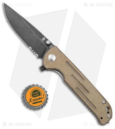 Kizer Justice Liner Lock Flipper Knife Green Micarta (3.75" Black SW) Kizer Justice Liner Lock Flipper Knife Green Micarta (3.75" Black SW) -Blade HQ Store Kizer Justice LL Flipper Green Micarta Black SW Serr BHQ 156492 jr bottlecap