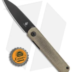Kizer Lundquist Feist Front Flipper Knife Green Micarta (2.8" Black) -Blade HQ Store Kizer Lundquist FF Green G 10 Black BHQ 117013 jr bottlecap