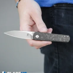 Kizer Lundquist Feist Front Flipper Knife Shred CF (2.8" Stonewash) Ki3499E4 -Blade HQ Store Kizer Lundquist Feist Liner Lock Front Flipper Knife Marble CF Stonewash BHQ 101711 kp in hand web