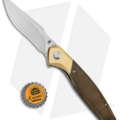 Kizer Manganas Grazioso Liner Lock Knife Green Micarta/Brass (3.4" Satin) -Blade HQ Store Kizer Manganas Grazioso LL Green Micarta Brass SW V4572N2 BHQ 126582 jr bottlecap