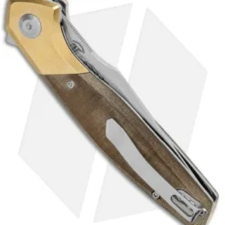 Kizer Manganas Grazioso Liner Lock Knife Green Micarta/Brass (3.4" Satin) -Blade HQ Store Kizer Manganas Grazioso LL Green Micarta Brass SW V4572N2 BHQ 126582 jr side