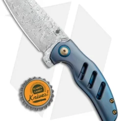 Kizer Mini Sheepdog C01C Knife Blue Titanium (2.6" Odin Heim Damasteel) -Blade HQ Store Kizer Mini Sheepdog Blue Ti C01C Odin Heim Damasteel Ki3488D2 BHQ 92736 jr bottlecap