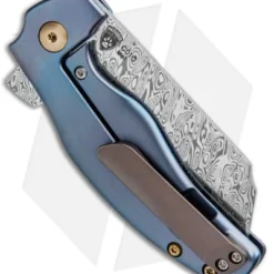 Kizer Mini Sheepdog C01C Knife Blue Titanium (2.6" Odin Heim Damasteel) -Blade HQ Store Kizer Mini Sheepdog Blue Ti C01C Odin Heim Damasteel Ki3488D2 BHQ 92736 jr side