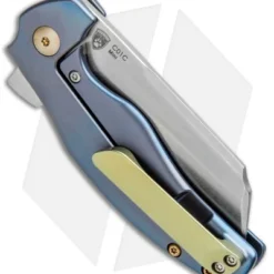 Kizer Mini Sheepdog C01C Frame Lock Flipper Knife Blue Titanium (2.6" Satin) -Blade HQ Store Kizer Mini Sheepdog C01C FL Blue Ti Satin Ki3488A2 BHQ 93980 jr side