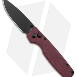 Kizer Vanguard Original Button Lock Knife Red Richlite (3" Black)