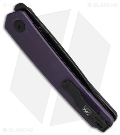 Kizer SS1 Liner Lock Flipper Knife Tanto Purple G-10 (3.5" Black) V3603C1 Kizer SS1 Liner Lock Flipper Knife Tanto Purple G-10 (3.5" Black) V3603C1 -Blade HQ Store Kizer SS1 LL Knife Purple G10 3in Black BHQ 138730 td side