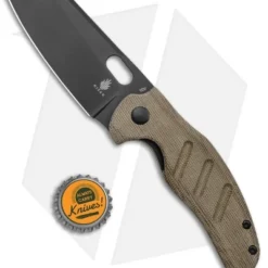 Kizer Vanguard Sheepdog Liner Lock Thumb Hole Knife Green Micarta (3.25" 10V) -Blade HQ Store Kizer Sheepdog C01C Green Micarta Black Hole V4488EE jr bottlecap
