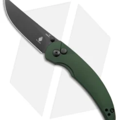 Kizer Swaggs Chili Pepper Button Lock Knife Green Aluminum (3" Satin 3V)
