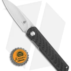 Kizer Vanguard Feist Front Flipper Knife Carbon Fiber (2.8" Stonewash BD1N) -Blade HQ Store Kizer Vangard Lundquist Feist Twill CF SW V3499E3 BHQ 118278 jr bottlecap