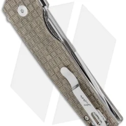 Kizer Vanguard Azo/Rey Lan Liner Lock Knife Green Micarta (3.4" Satin) V4577N2 -Blade HQ Store Kizer Vanguard Azo Rey Lan LL Green Micarta Satin V4577N2 BHQ 121138 jr side