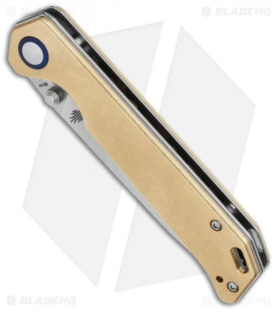 Kizer Vanguard Brass Begleiter Liner Lock Knife (3.5" Stonewash) Kizer Vanguard Brass Begleiter Liner Lock Knife (3.5" Stonewash) -Blade HQ Store Kizer Vanguard Brass Begleiter Liner Lock Knife 3.5 Stonewash BHQ 113210 LS Spine