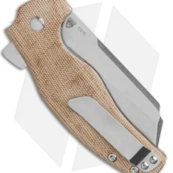 Kizer Vanguard Sheepdog Liner Lock Knife Natural Micarta (3.2" Stonewash) -Blade HQ Store Kizer Vanguard Sheepdog C01C Liner Lock Natural Micarta 3.2 SW V4488E2 BHQ 115937 LS Side