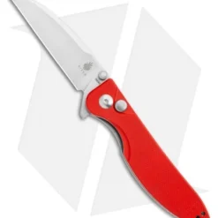 Kizer Vanguard Swaggs Swayback Button Lock Knife Red G-10 (3" Stonewash) V3566N3