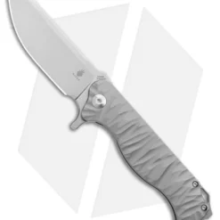 Kizer Vindicator Frame Lock Knife Textured Titanium (3.50" Stonewash) Ki4522