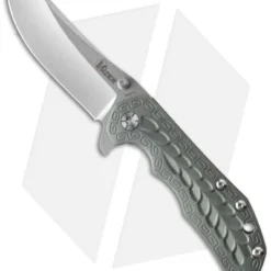 Kizer Folding Knife Green Titanium ( 3.5" Stonewash) Ki423
