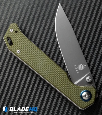Kizer Azo Vanguard Series Begleiter Knife Green G-10 (3.5" Gray) V4458A2 Kizer Azo Vanguard Series Begleiter Knife Green G-10 (3.5" Gray) V4458A2 -Blade HQ Store kizer vanguard begleiter green g10 v4458a2 half cm