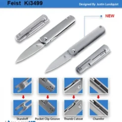 Kizer Lundquist Feist Front Flipper Knife Green Micarta (2.8" Stonewash) -Blade HQ Store weekof08 03 20